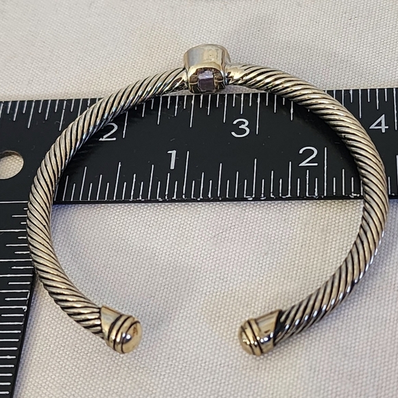 Classic Cable Bracelet Open Cuff with Crystal Stone - Picture 7 of 9